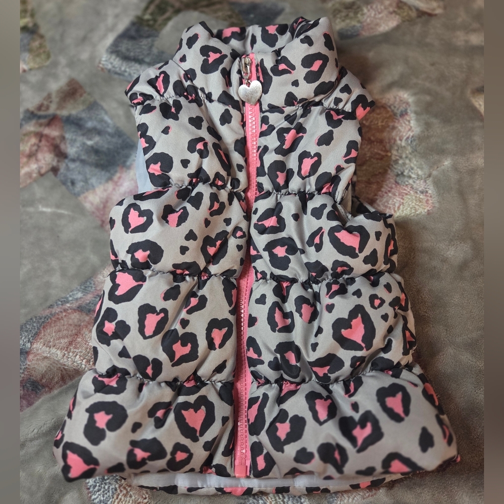 One Step Ahead Leopard Print Kids Vest - Pink and Black